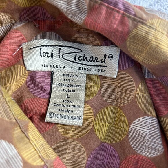 Tori Richard Cotton Lawn Mens Short Sleeve Hawaiian Shirt Large Dot Print USA - Picture 3 of 7